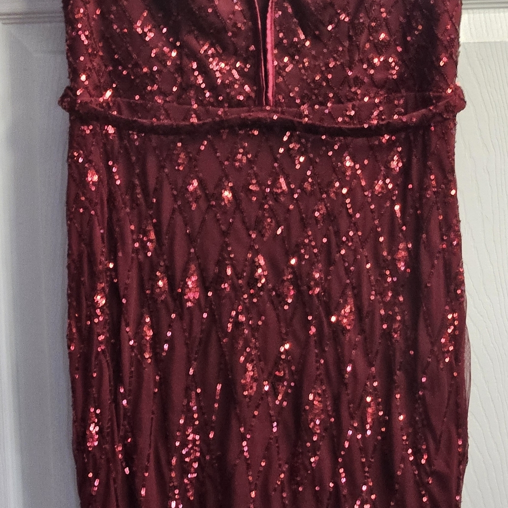 Ever Pretty Strapless Burgundy Sequin Dress